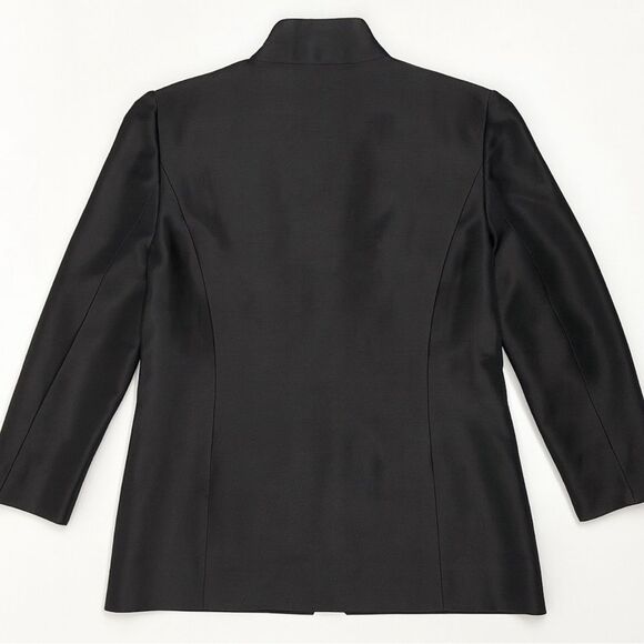 Victor Costa Womens Blazer Jacket XS  Silk Black Embroidered Open Front Occasion - Picture 3 of 8